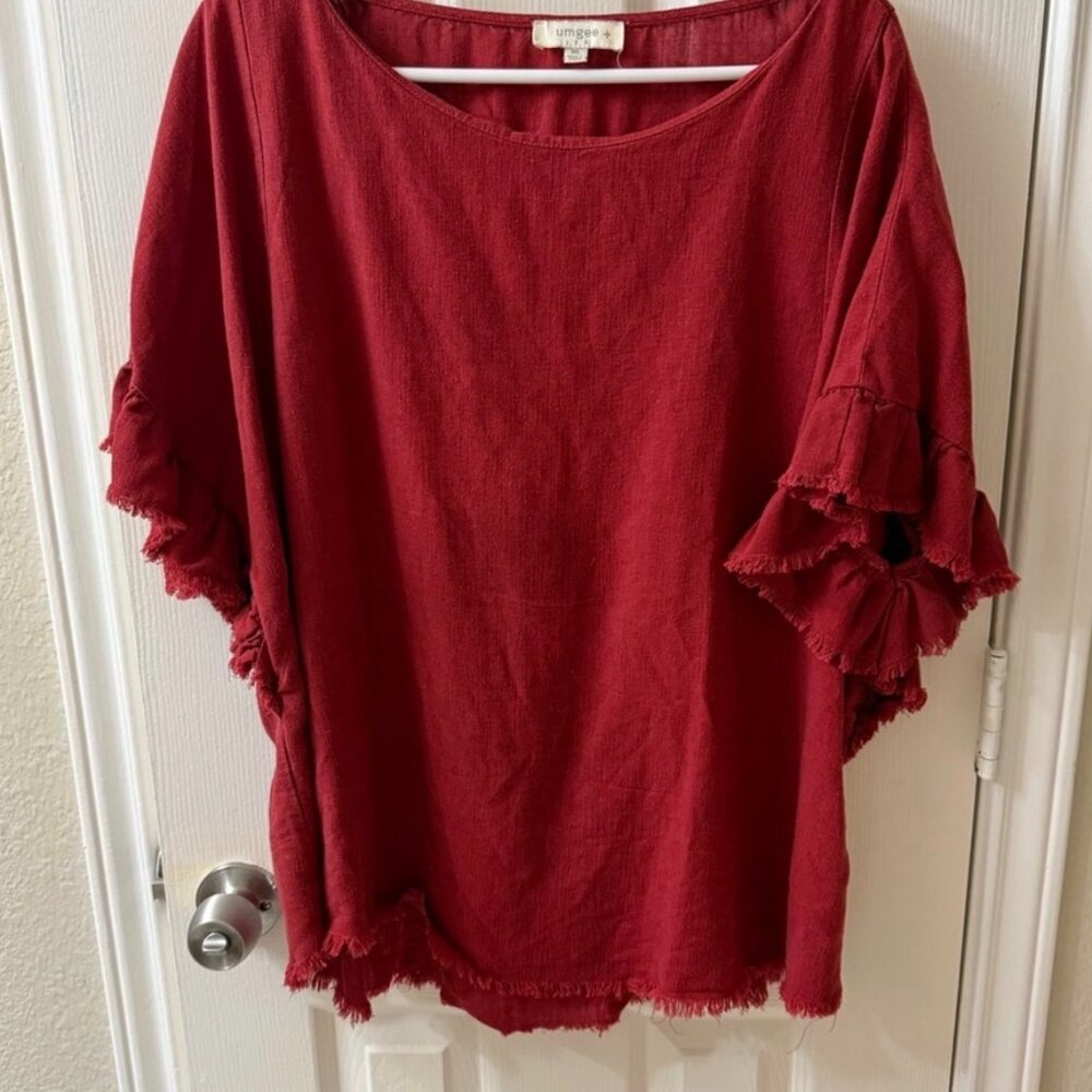 Umgee Burnt Orange ruffled Blouse